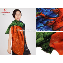 Manufacturers design printed wool scarf SWR0007 fashion elegant lady printed pure wool shawls